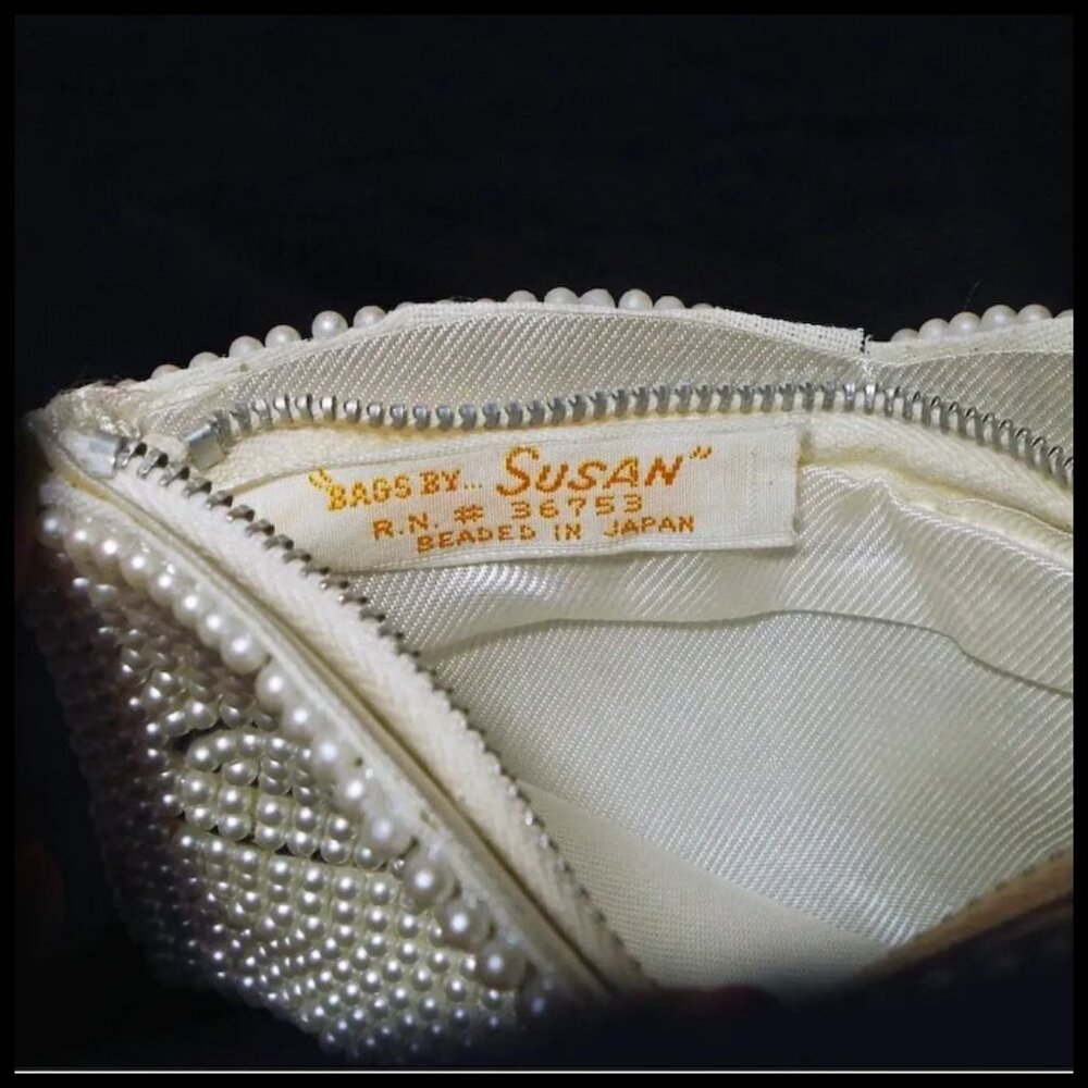 Vintage Pearl Beaded Clutch Purse, Small Retro Bridal, Something Old or NEW? - Picture 4 of 13
